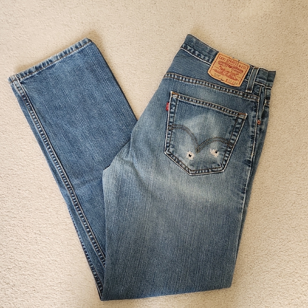 LEVI'S 505 Regular Fit Mens Blue Jeans Size 33 X 34